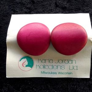 Vintage Karla Jordan - Magenta Bone Earrings
